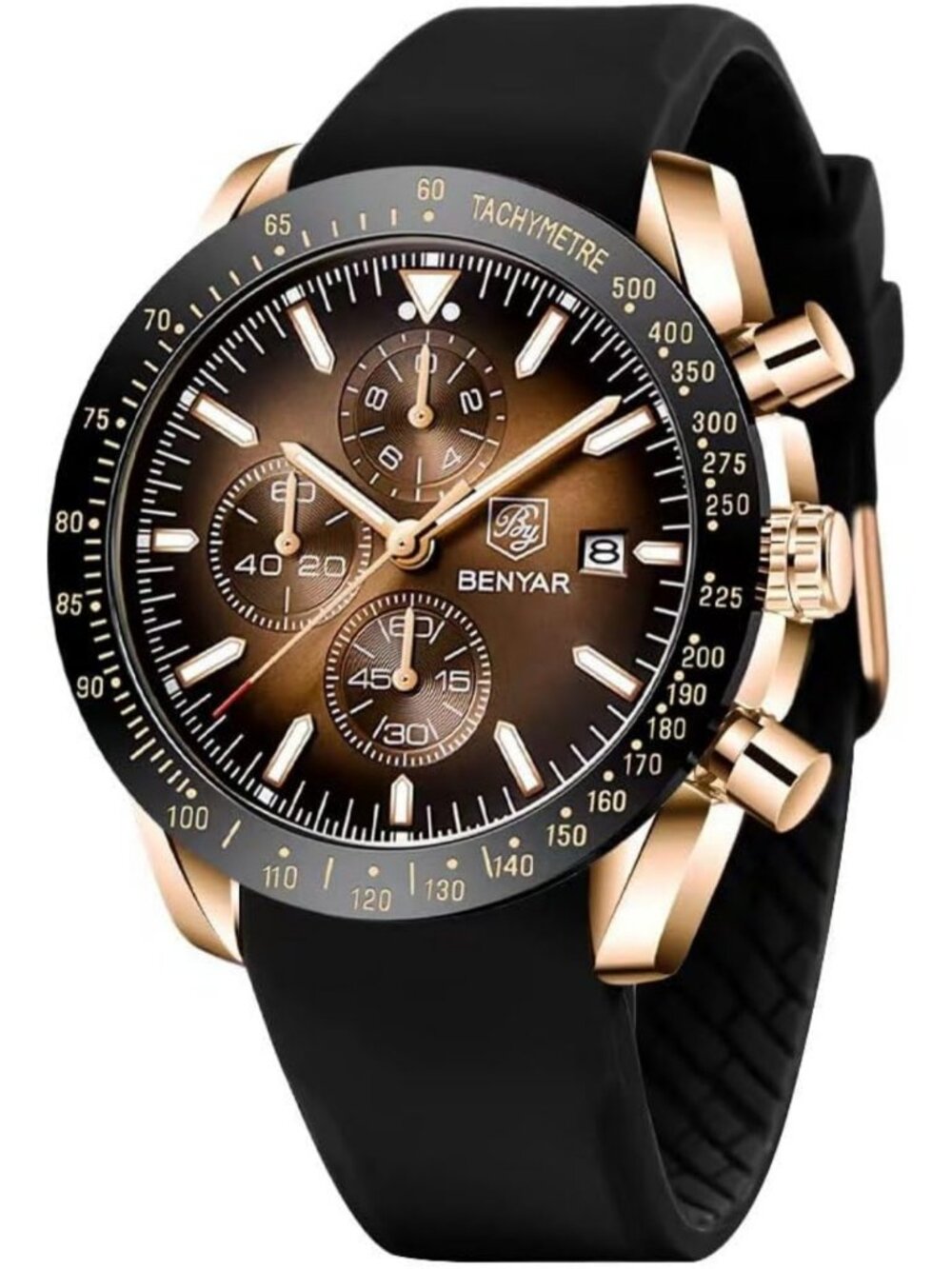 Men's Analog Quartz Chronograph Watch - Waterproof, Luminous, Silicone Strap